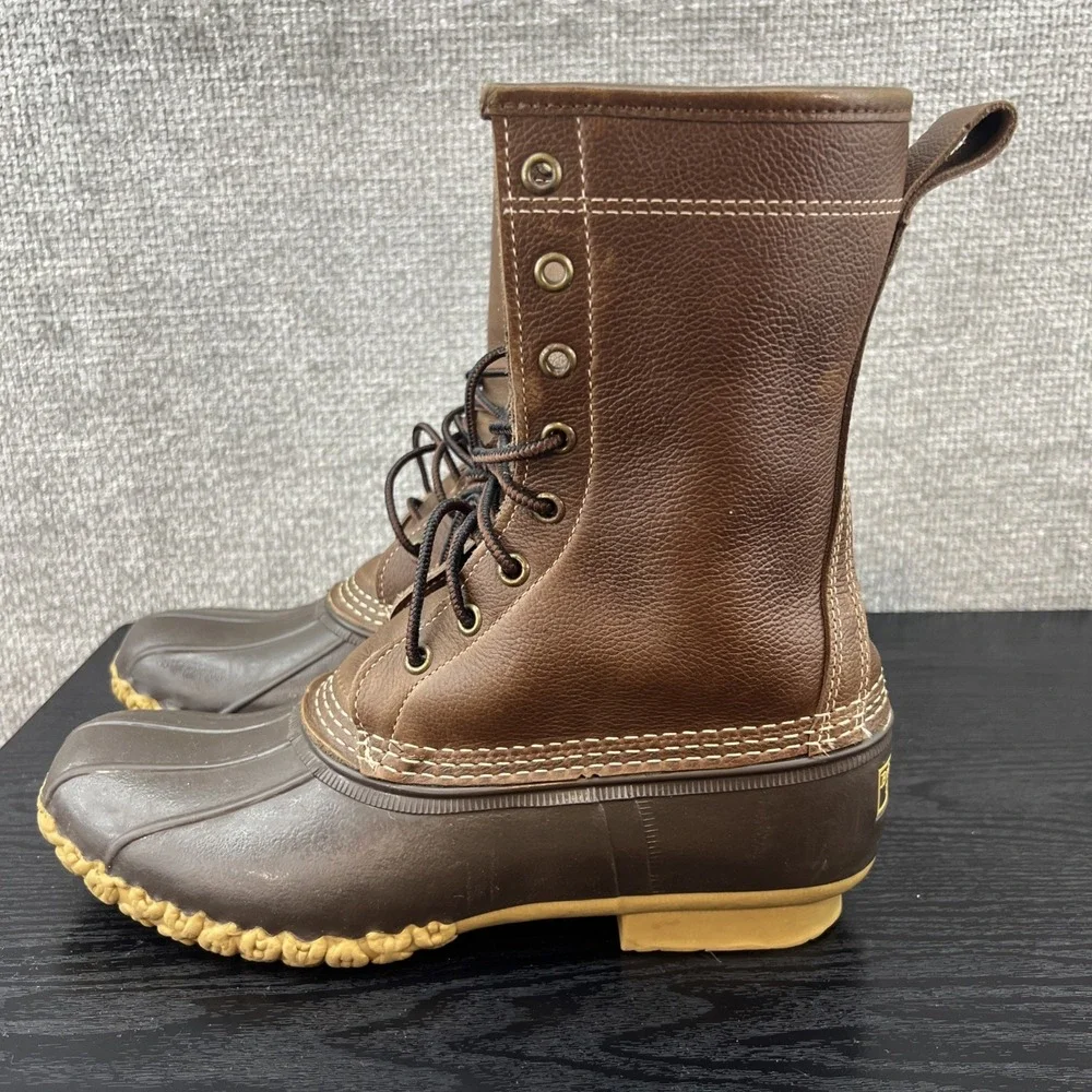 L.L. Bean‎ Women's Bean Boots 9N Narrow Brown Shearling Leather Vintage 90's New
